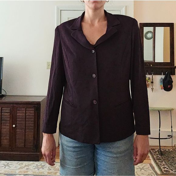 Tamotsu New York 3 button plus size burgundy blazer for work or casual - Picture 8 of 8